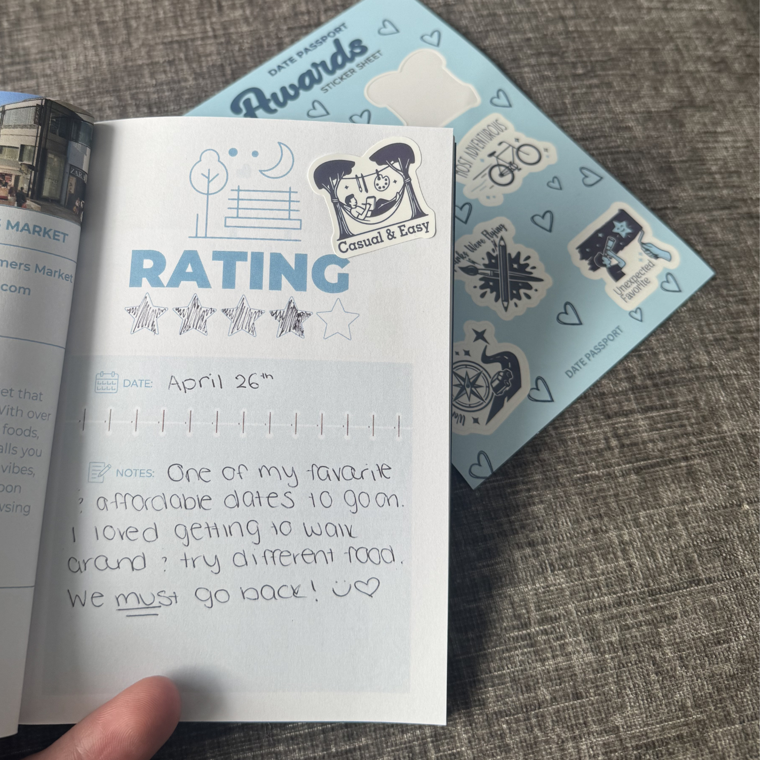 Date Passport Award sticker sheet